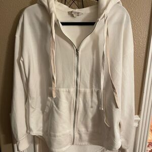 Liverpool Los Angeles White Asymmetrical Women’s Zip Up Hooded Sweatshirt L